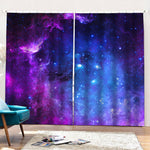 Purple Galaxy Space Blue Starfield Print Pencil Pleat Curtains