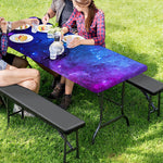 Purple Galaxy Space Blue Starfield Print Picnic Table Cover