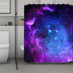 Purple Galaxy Space Blue Starfield Print Polyester Shower Curtain