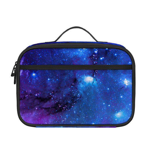 Purple Galaxy Space Blue Starfield Print Portable Lunch Bag