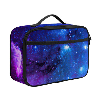 Purple Galaxy Space Blue Starfield Print Portable Lunch Bag
