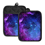 Purple Galaxy Space Blue Starfield Print Pot Holders With Pocket