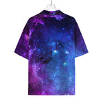 Purple Galaxy Space Blue Starfield Print Rayon Hawaiian Shirt