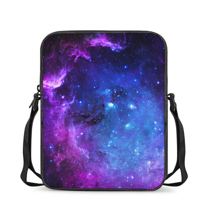 Purple Galaxy Space Blue Starfield Print Rectangular Crossbody Bag