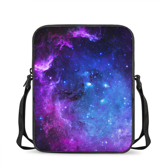Purple Galaxy Space Blue Starfield Print Rectangular Crossbody Bag