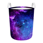 Purple Galaxy Space Blue Starfield Print Round Laundry Basket