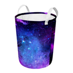Purple Galaxy Space Blue Starfield Print Round Laundry Basket