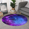 Purple Galaxy Space Blue Starfield Print Round Rug