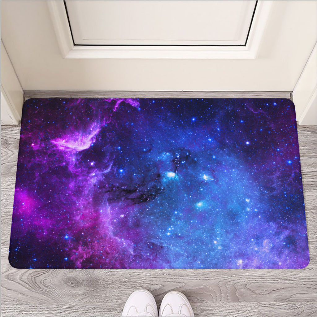 Purple Galaxy Space Blue Starfield Print Rubber Doormat