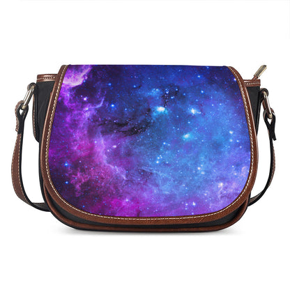 Purple Galaxy Space Blue Starfield Print Saddle Bag