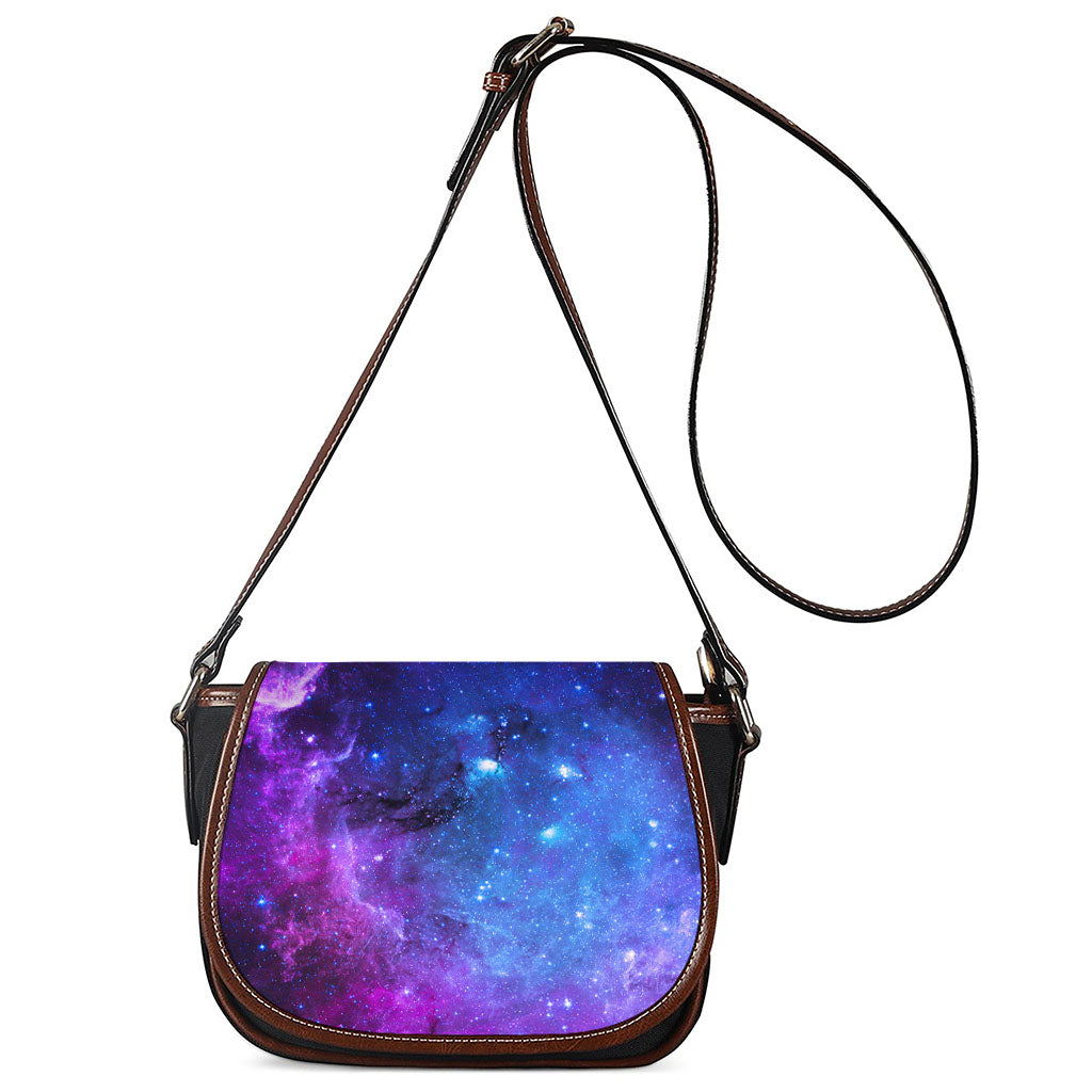 Purple Galaxy Space Blue Starfield Print Saddle Bag