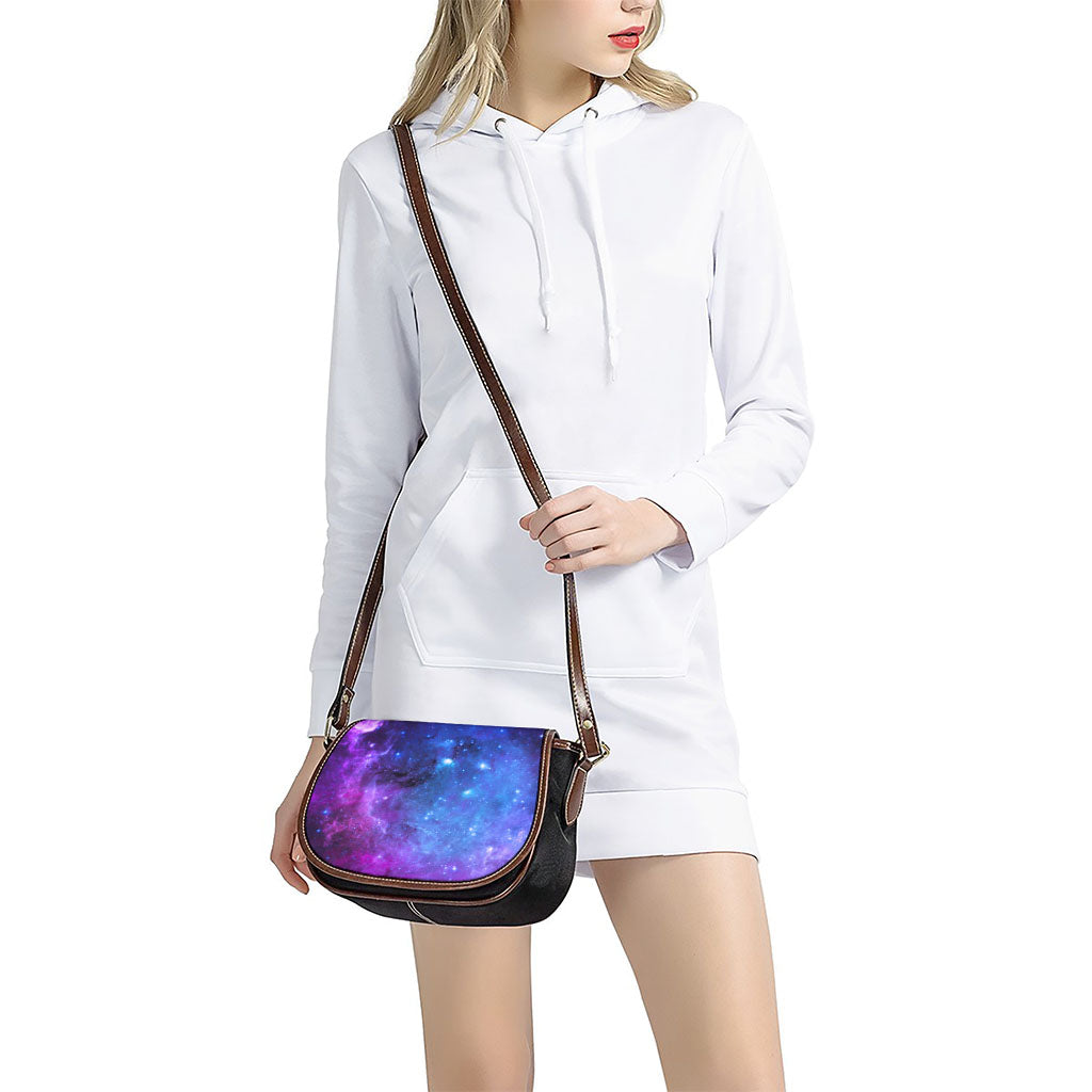 Purple Galaxy Space Blue Starfield Print Saddle Bag