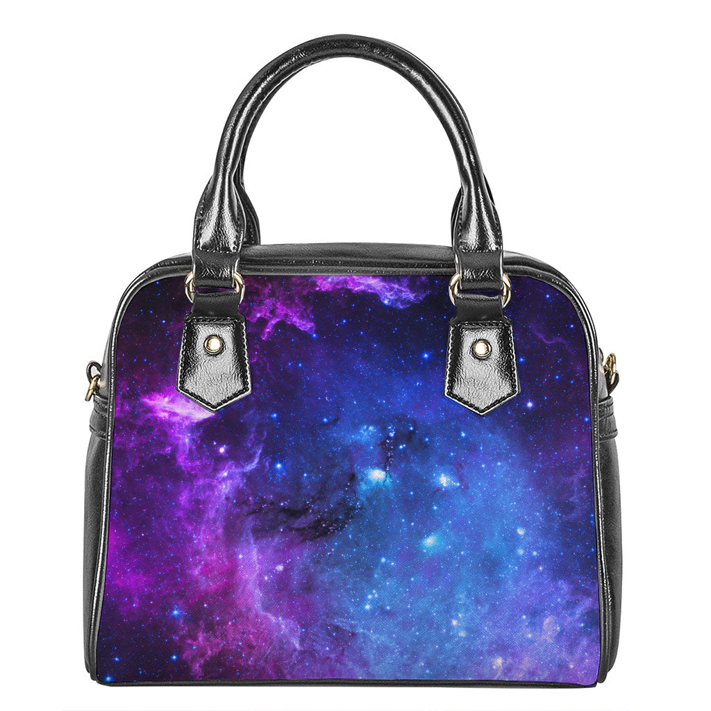 Purple Galaxy Space Blue Starfield Print Shoulder Handbag