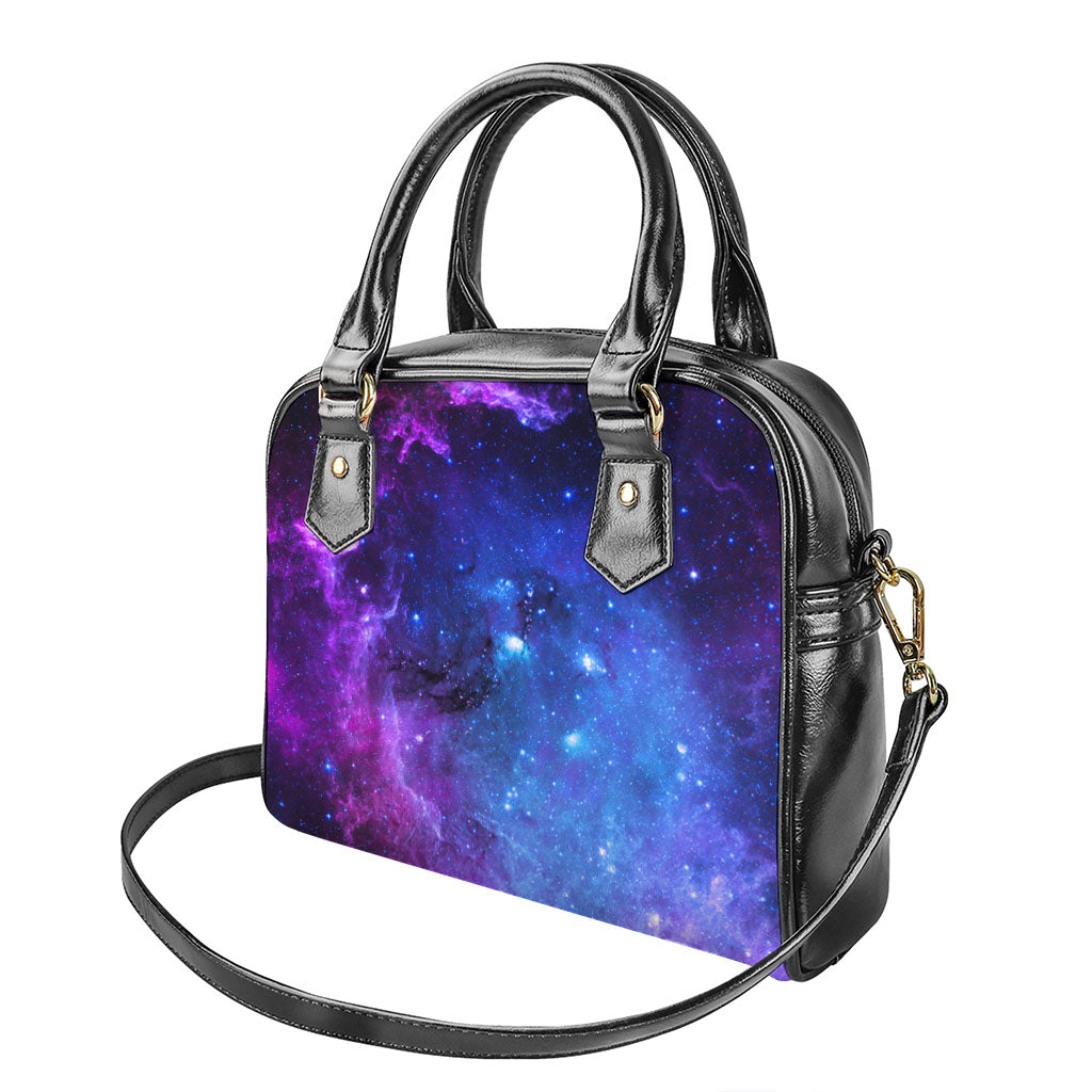 Purple Galaxy Space Blue Starfield Print Shoulder Handbag