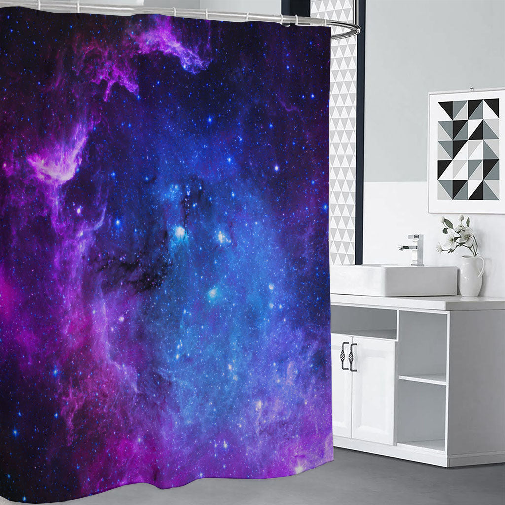 Purple Galaxy Space Blue Starfield Print Shower Curtain
