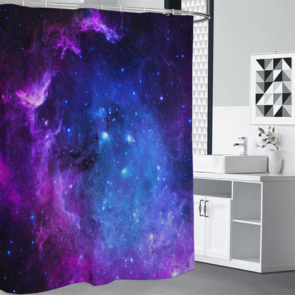 Purple Galaxy Space Blue Starfield Print Shower Curtain