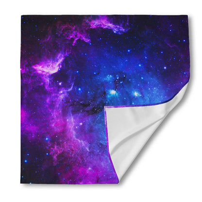 Purple Galaxy Space Blue Starfield Print Silk Bandana