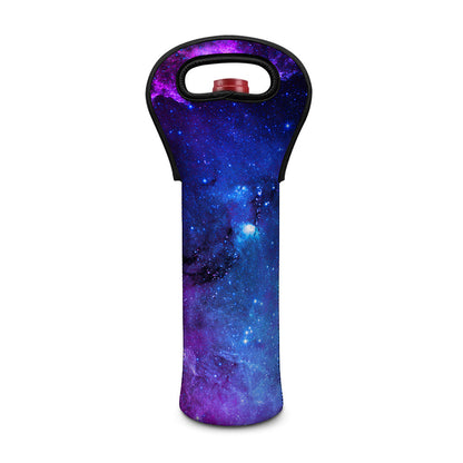 Purple Galaxy Space Blue Starfield Print Single Neoprene Wine Tote