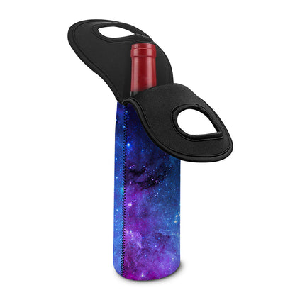 Purple Galaxy Space Blue Starfield Print Single Neoprene Wine Tote