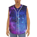 Purple Galaxy Space Blue Starfield Print Sleeveless Baseball Jersey
