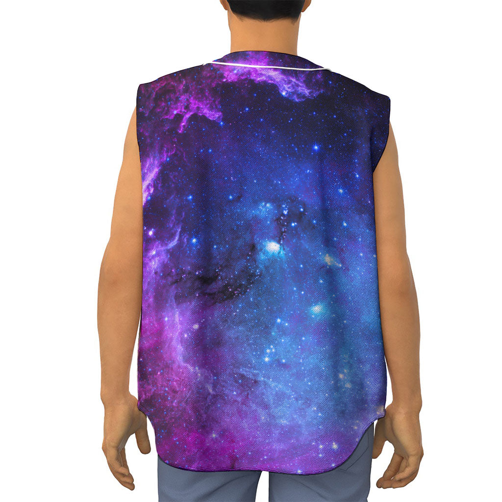 Purple Galaxy Space Blue Starfield Print Sleeveless Baseball Jersey