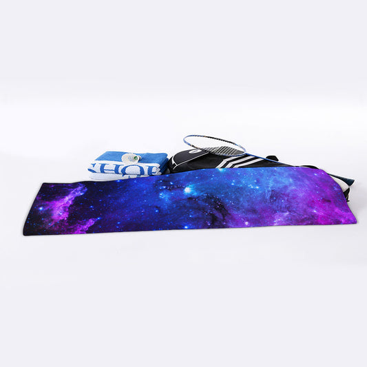 Purple Galaxy Space Blue Starfield Print Sports Towel