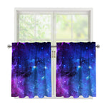 Purple Galaxy Space Blue Starfield Print Tier Curtains