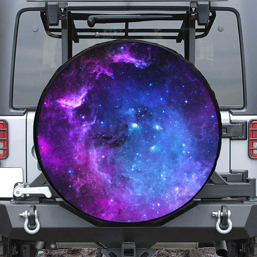 Purple Galaxy Space Blue Starfield Print Tire Cover