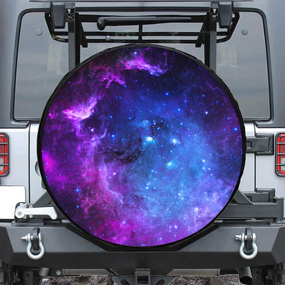 Purple Galaxy Space Blue Starfield Print Tire Cover