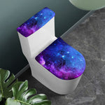 Purple Galaxy Space Blue Starfield Print Toilet Lid And Tank Cover Set