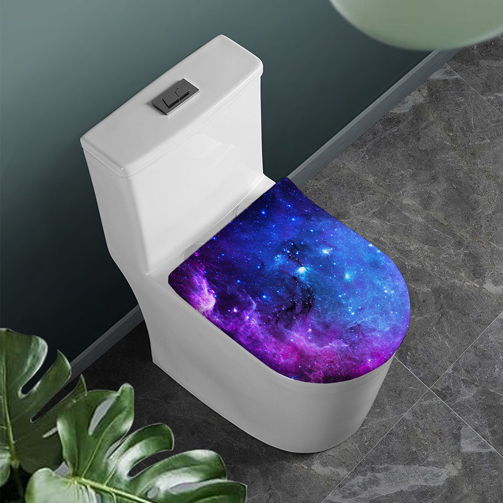 Purple Galaxy Space Blue Starfield Print Toilet Lid Cover