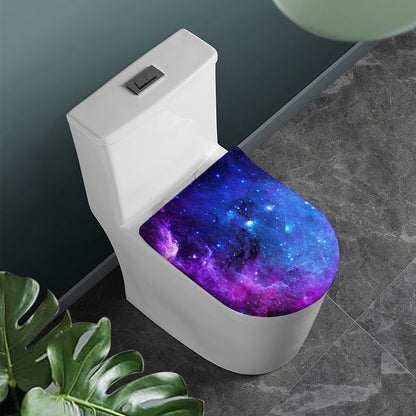 Purple Galaxy Space Blue Starfield Print Toilet Lid Cover