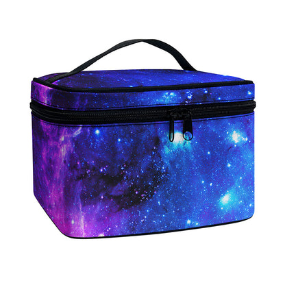 Purple Galaxy Space Blue Starfield Print Travel Makeup Bag