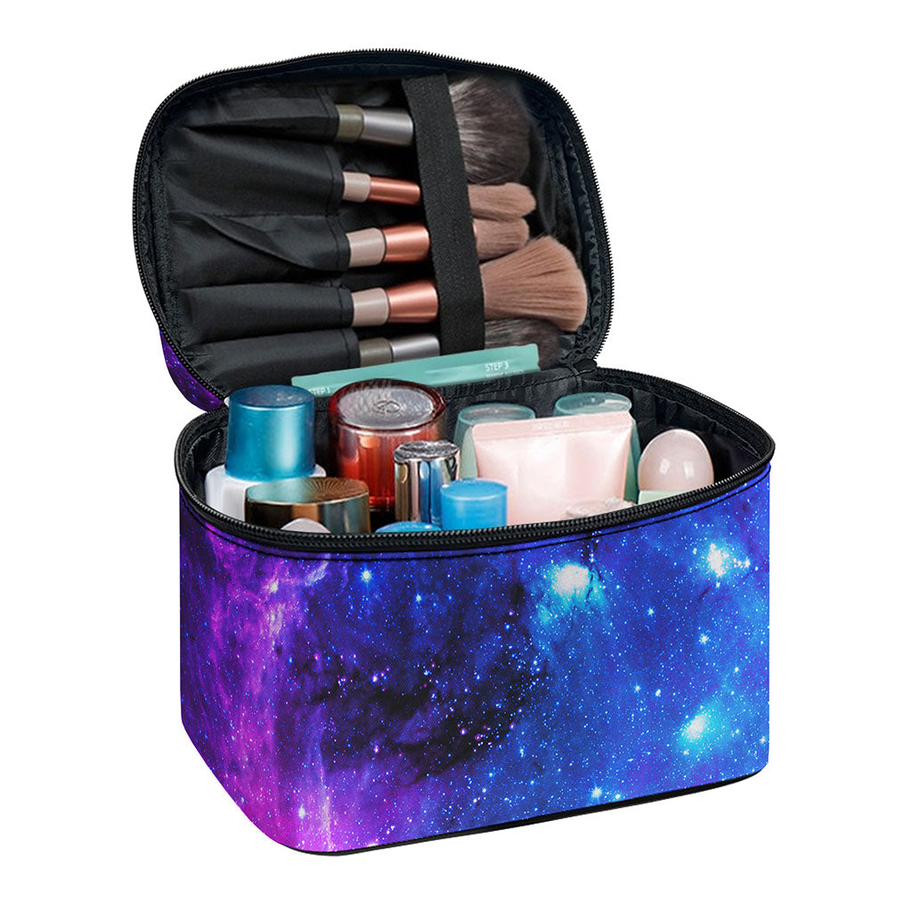 Purple Galaxy Space Blue Starfield Print Travel Makeup Bag