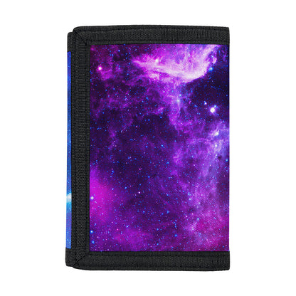 Purple Galaxy Space Blue Starfield Print Trifold Wallet