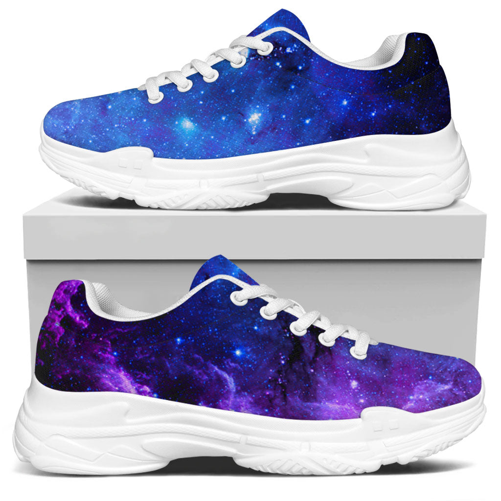 Purple Galaxy Space Blue Starfield Print White Chunky Shoes