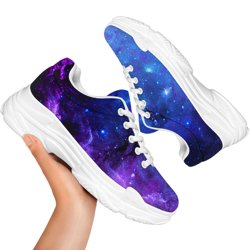 Purple Galaxy Space Blue Starfield Print White Chunky Shoes