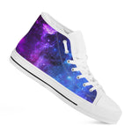 Purple Galaxy Space Blue Starfield Print White High Top Sneakers
