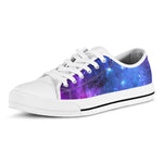 Purple Galaxy Space Blue Starfield Print White Low Top Sneakers