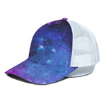 Purple Galaxy Space Blue Starfield Print White Mesh Trucker Cap