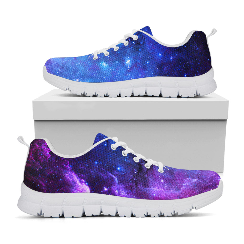 Purple Galaxy Space Blue Starfield Print White Running Shoes