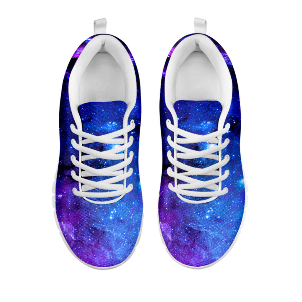 Purple Galaxy Space Blue Starfield Print White Running Shoes