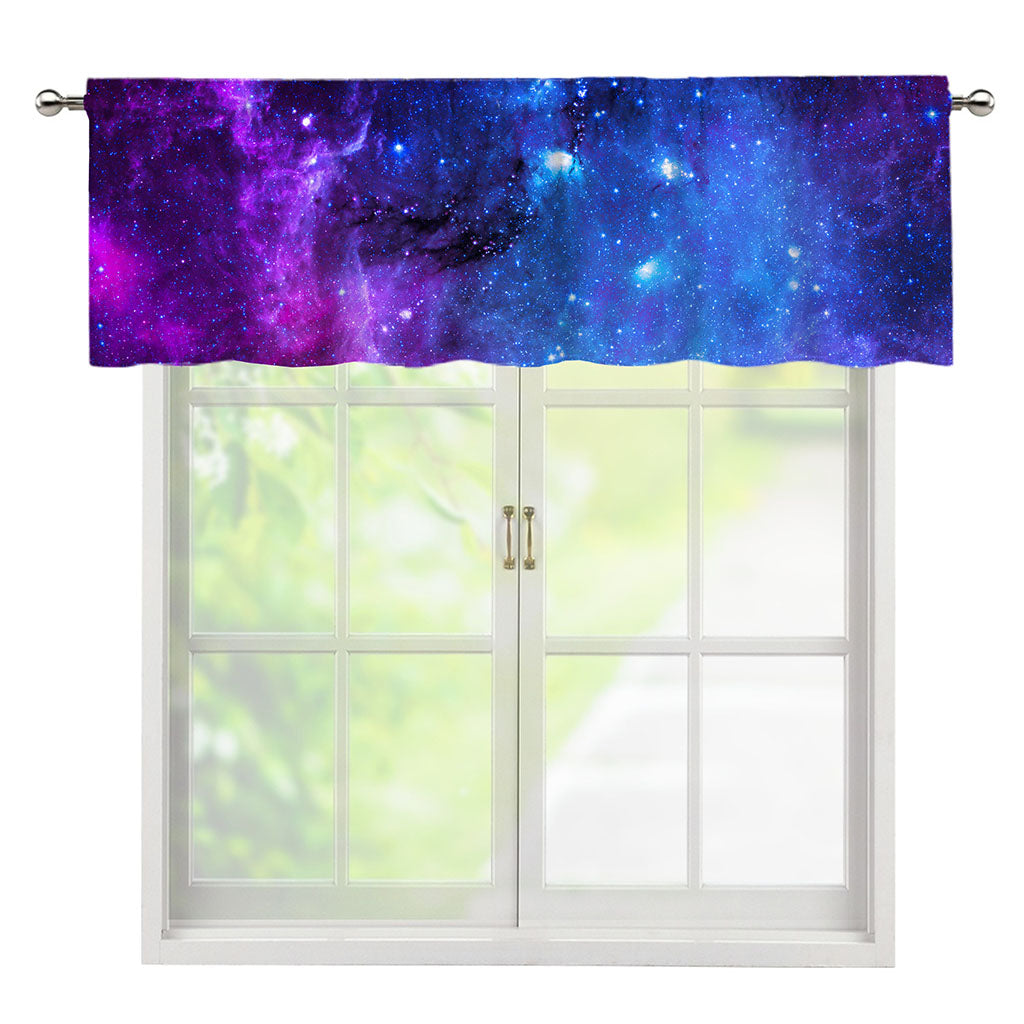 Purple Galaxy Space Blue Starfield Print Window Valance
