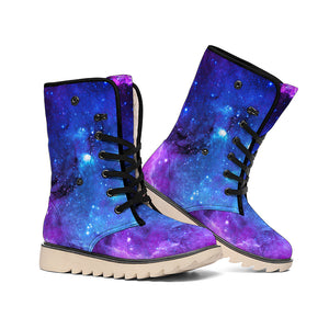 Purple Galaxy Space Blue Starfield Print Winter Boots