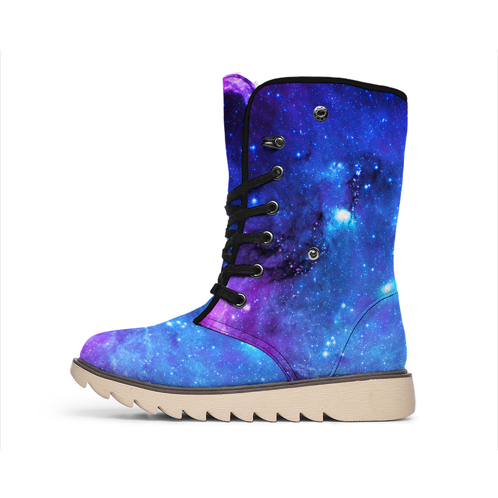 Purple Galaxy Space Blue Starfield Print Winter Boots