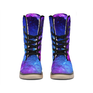 Purple Galaxy Space Blue Starfield Print Winter Boots