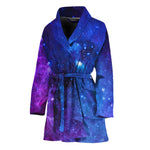 Purple Galaxy Space Blue Starfield Print Women's Bathrobe