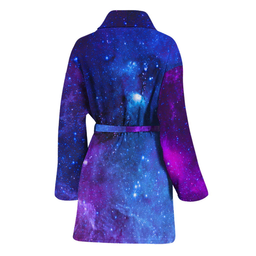 Purple Galaxy Space Blue Starfield Print Women's Bathrobe