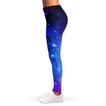 Purple Galaxy Space Blue Starfield Print Women's Leggings