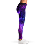 Purple Galaxy Space Blue Starfield Print Women's Leggings